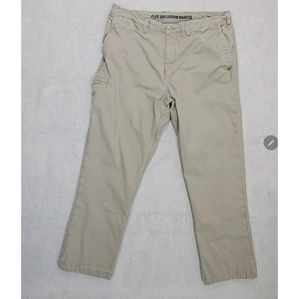Duluth Trading Fleece Lined Pants Mens 36x28 Flex Ballroom Khakis Tan Utility